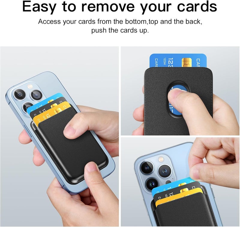 ZoyiNsgu Magnetic Wallet Card Holder intended for Apple iPhone with Magsafe, Wallet for iPhone 17 16 15 14 13 12 Pro Max Air Plus Mini Series, Mag 3 Safe Wallet Stick on for Phone Case, Black Yellow - Image 2